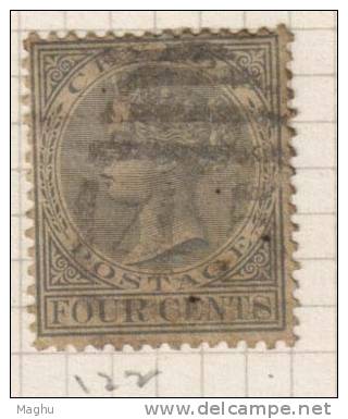 Ceylon Used 1872, 4c Grey,  Crown CC. SG 122 - Ceylon (...-1947)