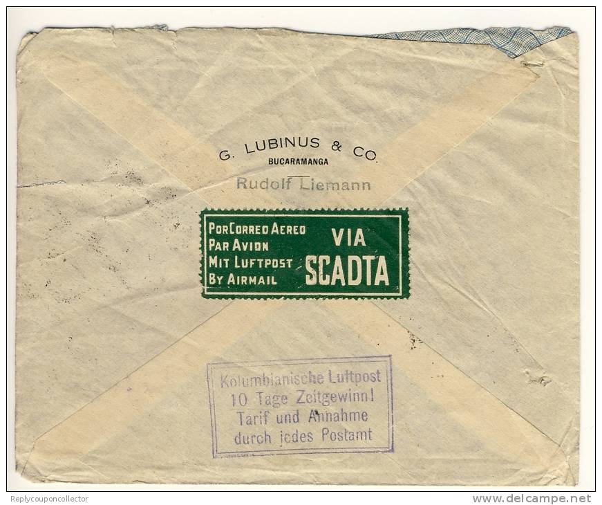 KOLUMBIEN - 1930 , Brief Befördert Mit SCADTA Aus BUCARAMANGA  Nach Bremen - Colombia