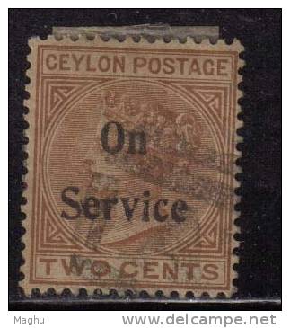 Ceylon Used 1899, Opt. ´On Service´, Two Cents - Ceylon (...-1947)