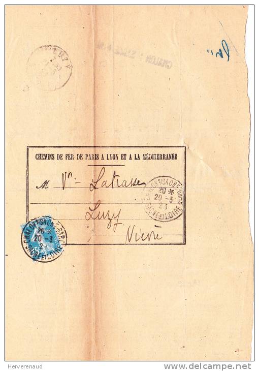 Semeuse N°140  Sur Avis De Souffrance De  Chalon-sur-Saône à Luzy (Nièvre) - Briefe U. Dokumente