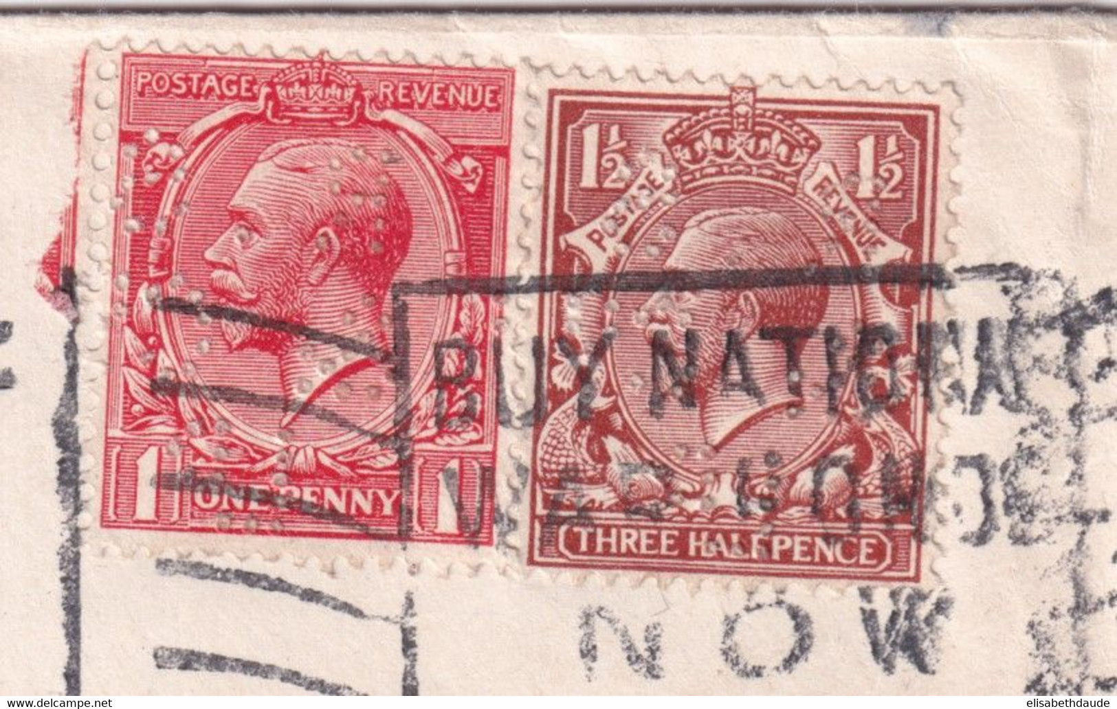 GB / PERFIN - 1918 - ENVELOPPE De LIVERPOOL Avec PERFORES R.S And CO (SUMNER) => BERN (SUISSE) Avec CENSURE - Perforadas