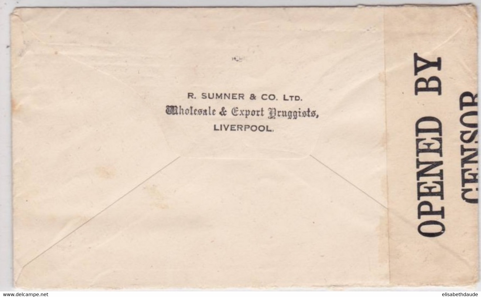 GB / PERFIN - 1918 - ENVELOPPE De LIVERPOOL Avec PERFORES R.S And CO (SUMNER) => BERN (SUISSE) Avec CENSURE - Perforadas