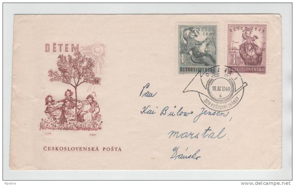 Czechoslovakia FDC 18-12-1949 CHILDREN CARE Complete Set Of 2 On Cover With Cachet - FDC