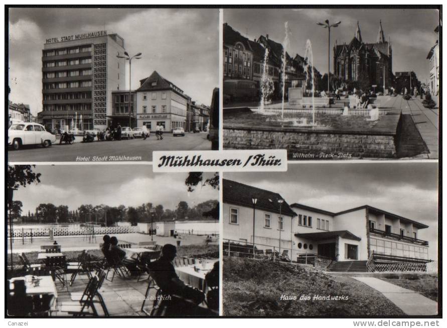 AK Mühlhausen: Hotel, W.-Pieck-Platz, Haus Des Handwerks, Schwanenteich, 1974 - Mühlhausen