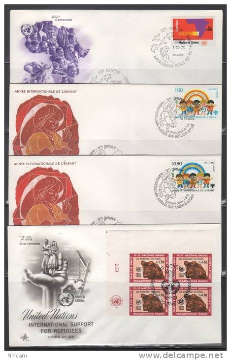 40 FDC Diff. ONU GENEVE Dt Blocs De 4 Et Bf (Cote XXX) A Voir 10 Scans - Collections (sans Albums)