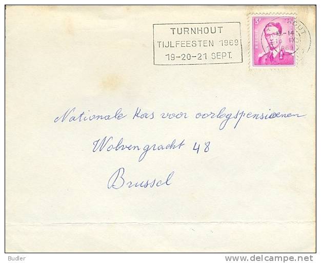 BELGIË/BELGIQUE : 1969 : Gelopen Brief Met Vlagstempel ## TURNHOUT : TIJLFEESTEN 1969 * 19-20-21 Sept ## - Vlagstempels