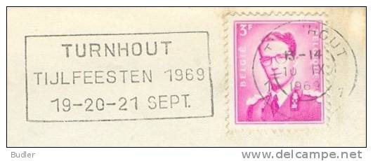 BELGIË/BELGIQUE : 1969 : Gelopen Brief Met Vlagstempel ## TURNHOUT : TIJLFEESTEN 1969 * 19-20-21 Sept ## - Vlagstempels