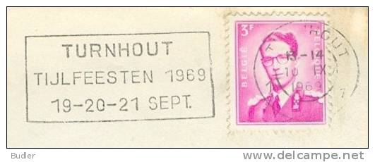 BELGIË/BELGIQUE : 1969 : Gelopen Brief Met Vlagstempel ## TURNHOUT : TIJLFEESTEN 1969 * 19-20-21 Sept ## - Sellados Mecánicos