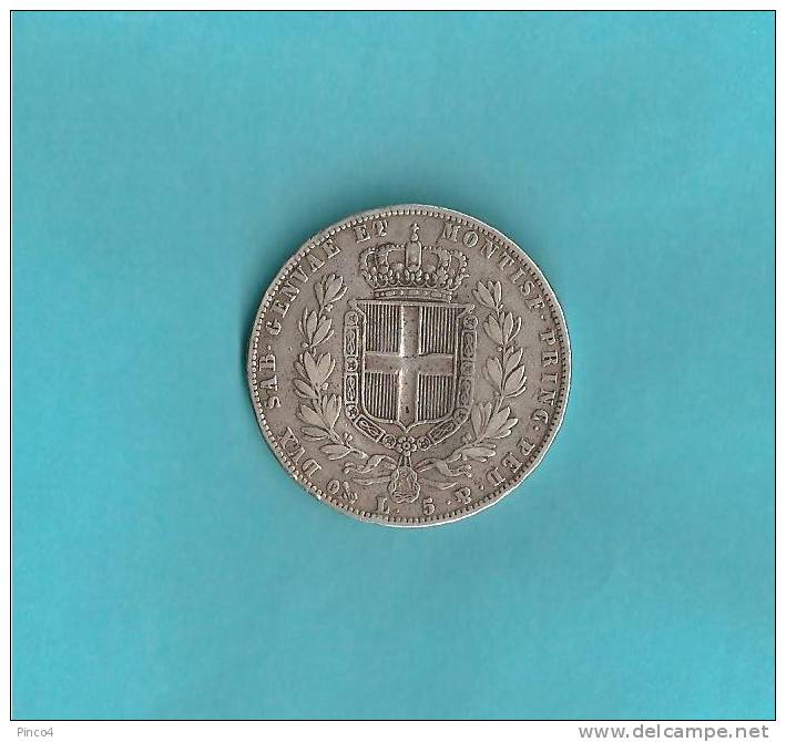 REGNO DI SARDEGNA CARLO ALBERTO  5 LIRE 1844 GENOVA - Piemonte-Sardegna, Savoia Italiana