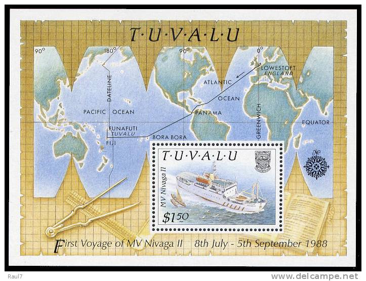 Tuvalu - 1989 - 1er Voyage  Bateau Nivaga II - BF Neufs ** // Mnh - Tuvalu
