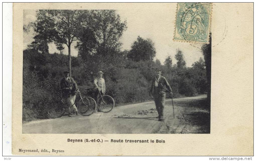 CPA (78)     BEYNES Route Traversant Le Bois - Beynes