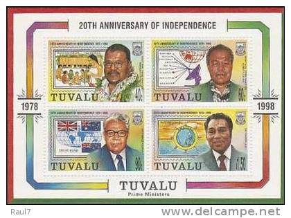 Tuvalu - 1998 - Personages, 20e Ann Independence - BF Neufs ** // Mnh - Tuvalu