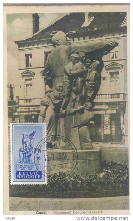 CARTE MAXIMUM  BELGIQUE   N° 874  MONUMENT ANSEELE  A GAND - 1934-1951