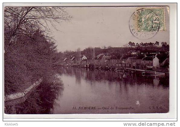 77 NEMOURS - Quai De Fromonville - Vue Du Loing Et De La Route Du Village L'hiver - édition   G. B. N. G. N° 14 - Nemours