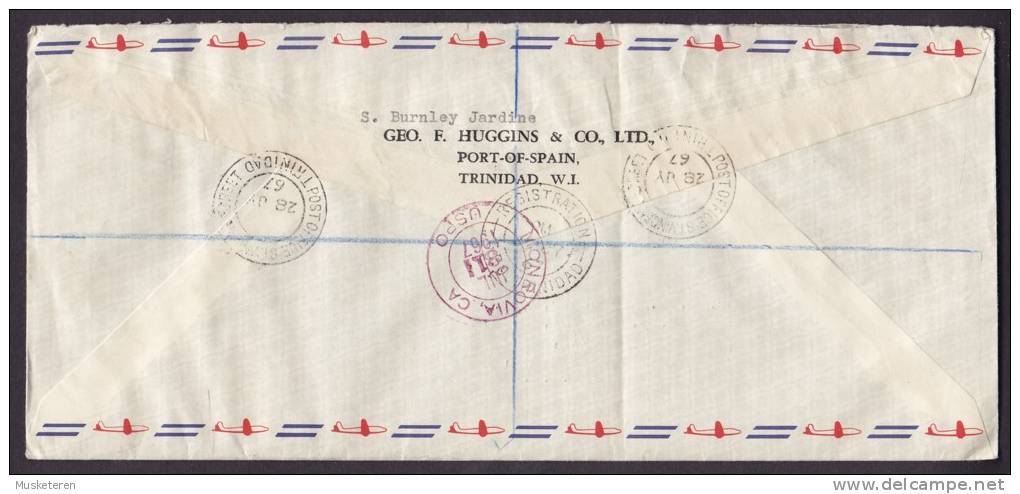 Trinidad & Tobago Airmail Registered Recommandée Einschreiben TRINIDAD 1967 Cover MONROVIA, USA (2 Scans) - Trindad & Tobago (1962-...)