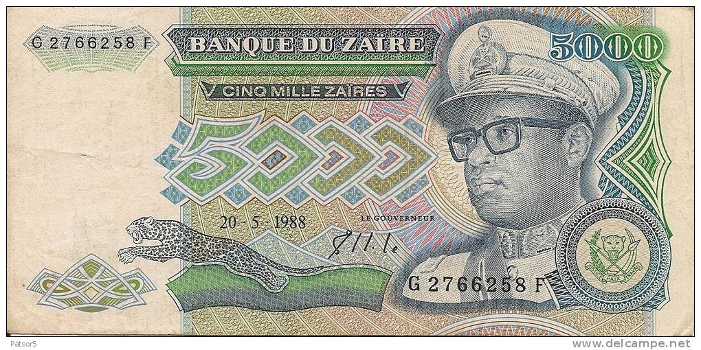 1988 5000 Zaïres Bon état - Zaire