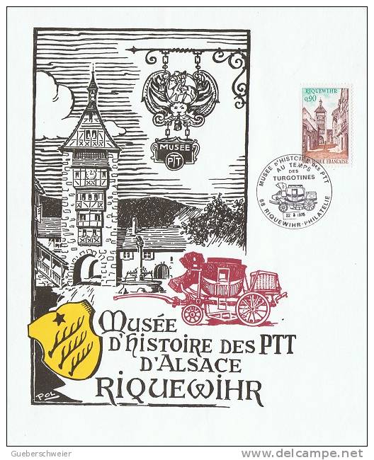 FRANCE Musée Des PTT D'Alsace Riquewihr FDC Encart, Enseigne Et Diligence - Post