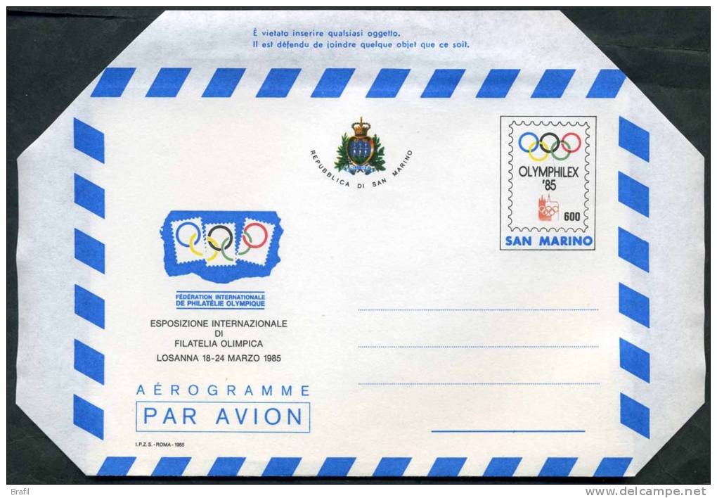 1985 San Marino, Opimphilex, Serie Completa Nuova (**) - Interi Postali