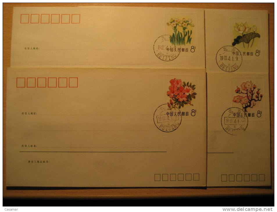 Flora 1982 Rosa Rose ... Beijing 1983 Cancel Set Of 10 Postal Stationery Cover CHINA CHINE - Enveloppes