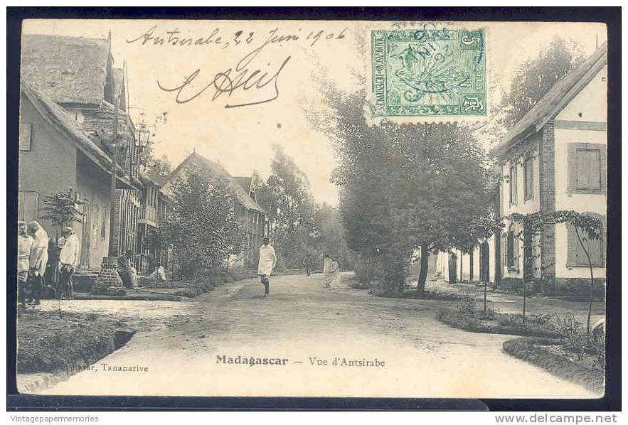 177868-Madagascar, Antisrabe, Vue, Street Scene, Stamp, 1906 PM - Madagascar