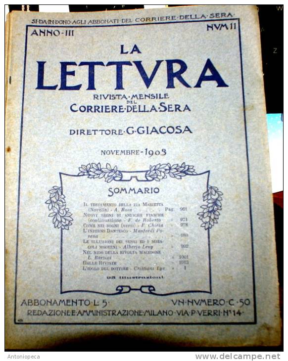 RIVISTA MENSILE DEL CORRIERE DELLA SERA  "LA LETTURA" - 8 NUMERI DEL 1903 - Prime Edizioni