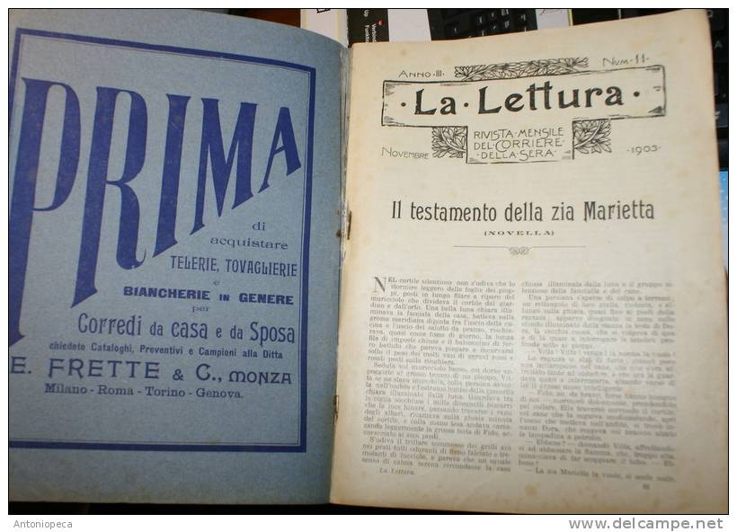 RIVISTA MENSILE DEL CORRIERE DELLA SERA  "LA LETTURA" - 8 NUMERI DEL 1903 - Prime Edizioni