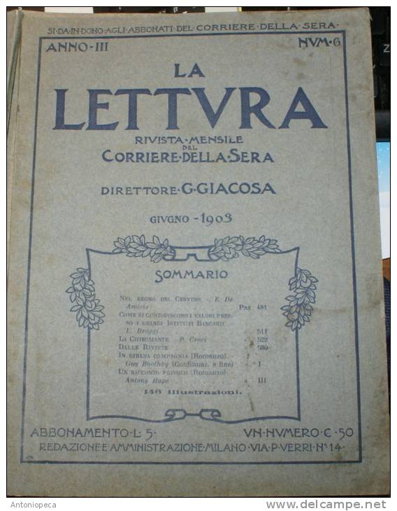 RIVISTA MENSILE DEL CORRIERE DELLA SERA  "LA LETTURA" - 8 NUMERI DEL 1903