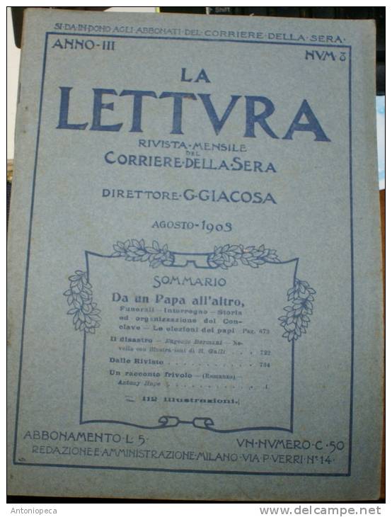 RIVISTA MENSILE DEL CORRIERE DELLA SERA  "LA LETTURA" - 8 NUMERI DEL 1903