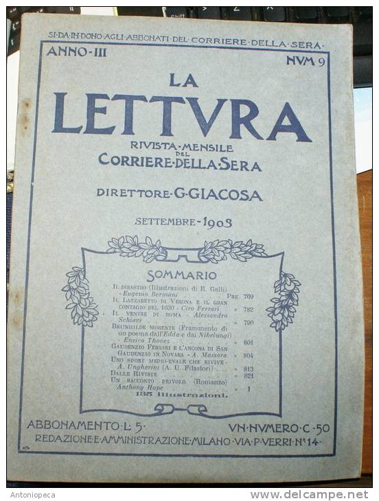 RIVISTA MENSILE DEL CORRIERE DELLA SERA  "LA LETTURA" - 8 NUMERI DEL 1903