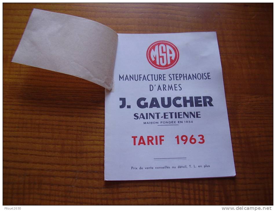 Chasse : Fusil :tarif Détail : Carabine, Fusils TARZAN... De La Manufacture D´Armes J. Gaucher  à Saint Etienne - Fischen + Jagen