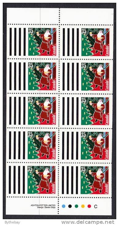 Canada Scott #1342a MNH 35c Father Christmas, Great Britain Booklet Pane Of 10 - Volledige Velletjes