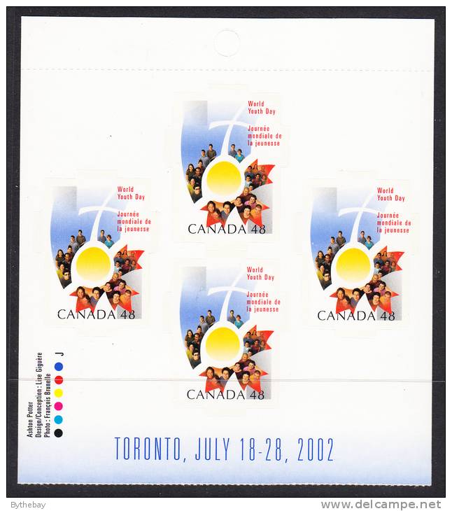 Canada Scott #1957 MNH 45c World Youth Day Block Of 4 (half Booklet) - Full Sheets & Multiples