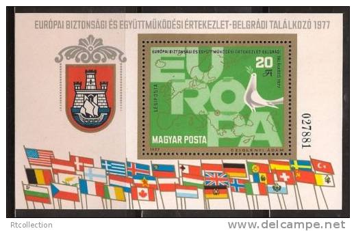 Magyar Posta Hungary 1977 Europa Europai Bird Flags Flag Map Cartography Coat Of Arms SC C376 SG#MS3133 Michel BL126 - Collections