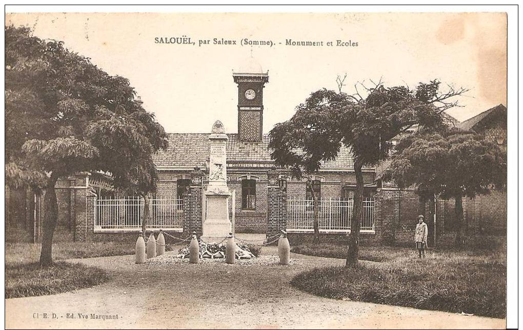 80 SALOUEL PAR SALEUX MONUMENT ET ECOLES VOYAGEE 1936 - Autres & Non Classés