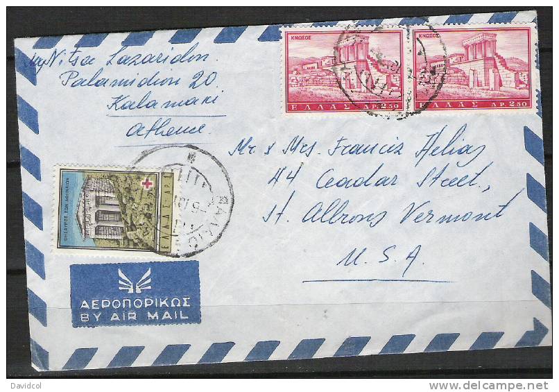 SA190.-.GREECE / GRECIA .-. 1959  CIRCULATED COVER  TO USA, - Covers & Documents