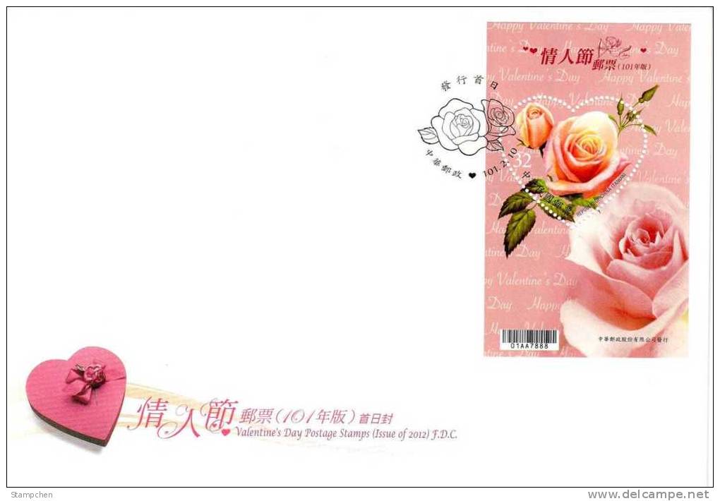 FDC(A) 2012 Valentine Day Stamp S/s Love Heart Rose Flower Arrow Scented Ink Unusual - Archery