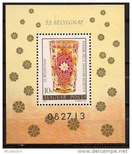 Magyar Posta Hungary 1980 Glassware Glass Glasses Belyegnao ART 53rd Stamp Day SC #2657 Michel B144A SG#MS3337 - Sammlungen