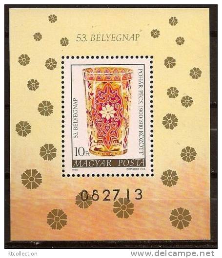Magyar Posta Hungary 1980 Glassware Glass Glasses Belyegnao ART 53rd Stamp Day SC #2657 Michel B144A SG#MS3337 - Nuevos