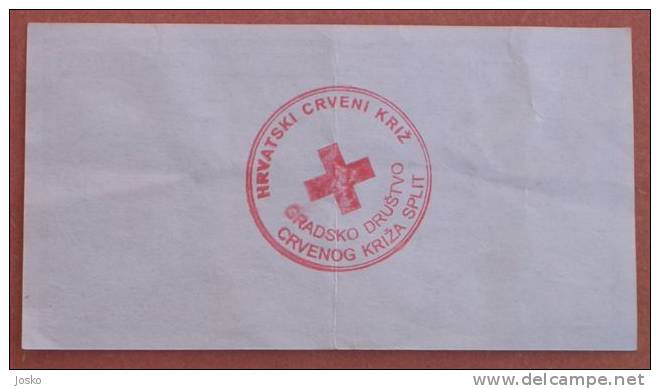 RED CROSS ( Croatian Coupon ) Voucher Bon Croix Rouge Cruz Roja Croce Rossa Rotes Kreuz Blood Donating - Unclassified