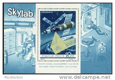 Magyar Posta Hungary 1973 Space Achievements Spaceman Skylab Over Earth Stamp Collection Michel 2906 BL101 Scott C346 - Collections