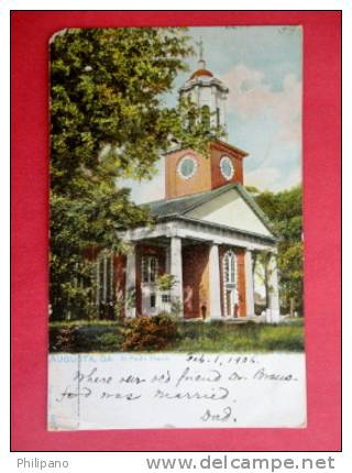 Georgia > Augusta  --   St. Pauls Church  Tucks  1906 Cancel--------- -----------  ------- Ref 421 - Augusta