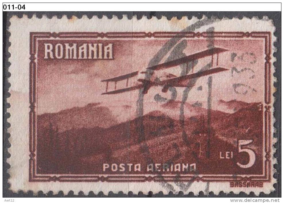 ROMANIA, 1931, Aeroplanes; Biplane.; Cancelled (o); Sc./Mi. C19/421 - Used Stamps
