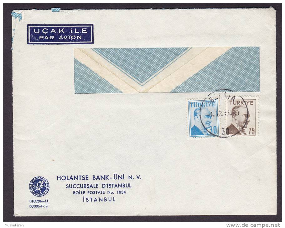 Turkey Airmail HOLANTSE (Netherlands) BANK In ISTANBUL 1938? Cover Atatürk - Luchtpost