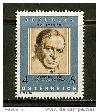 AUSTRIA 1981 MNH Stamp(s) Otto Bauer 1678 - Unused Stamps