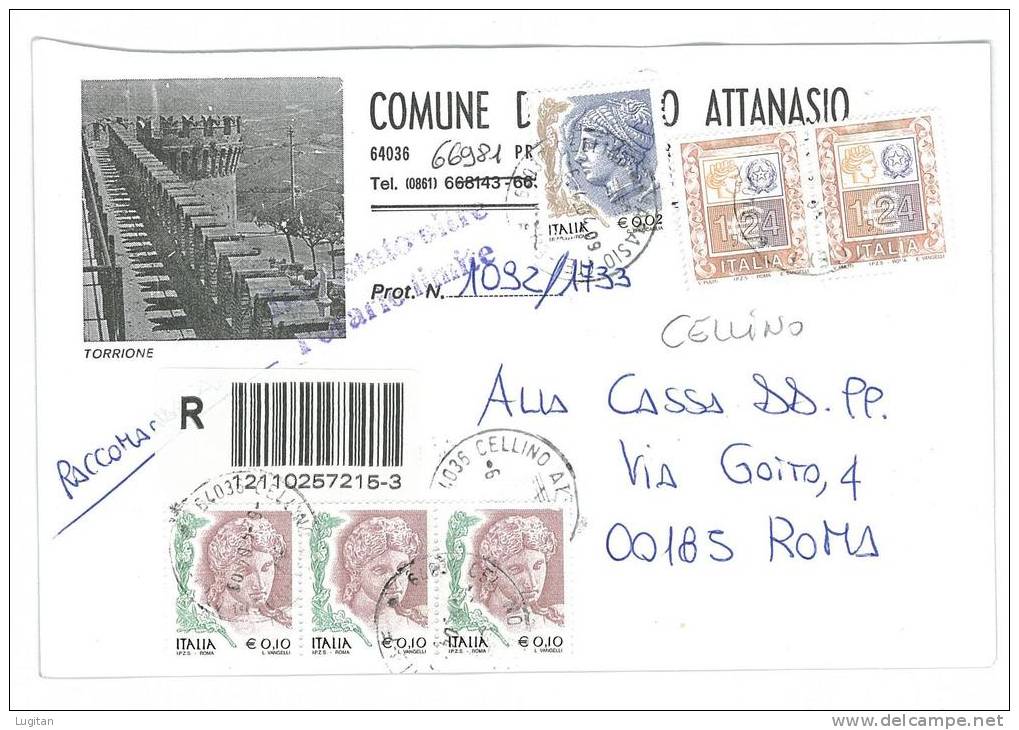 CELLINO ATTANASIO  CAP 64036 - TERAMO - ANNO 2004  - R  - ABRUZZO -TEMATICA COMUNI D'ITALIA - STORIA POSTALE - Macchine Per Obliterare (EMA)