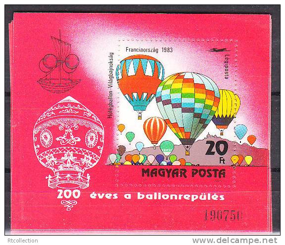 Magyar Posta Hungary 1983 - 200th Anniversary Flying With Hot Air Balloon Aviation Transport Celebrations Stamp MNH MS - Collections