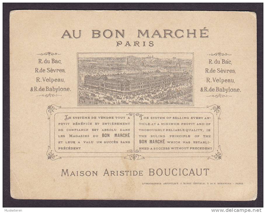 France Lithographie Artistique J. Minot Au Bon Marché Paris Maison Aristide BOUCICAUT (4 Scans) - Au Bon Marché