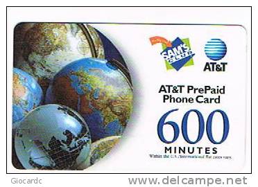 STATI UNITI (USA) - (MAGNETIC)  AT&T - 2001 GLOBE SAM' S CLUB 600 MINUTES     -  USED  -  RIF. 1299 - AT&T