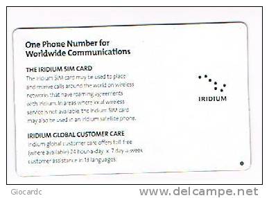 STATI UNITI (USA) - (SIM GSM)  IRIDIUM    -    -  USED WITHOUT CHIP  -  RIF. 1296 - Chipkaarten