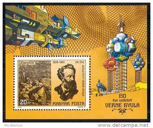 Magyar Posta Hungary 1978 Jules Verne 150th Anniversary Spacecraft Space Books Famous People Gyula VOYAGER MNH - Sammlungen